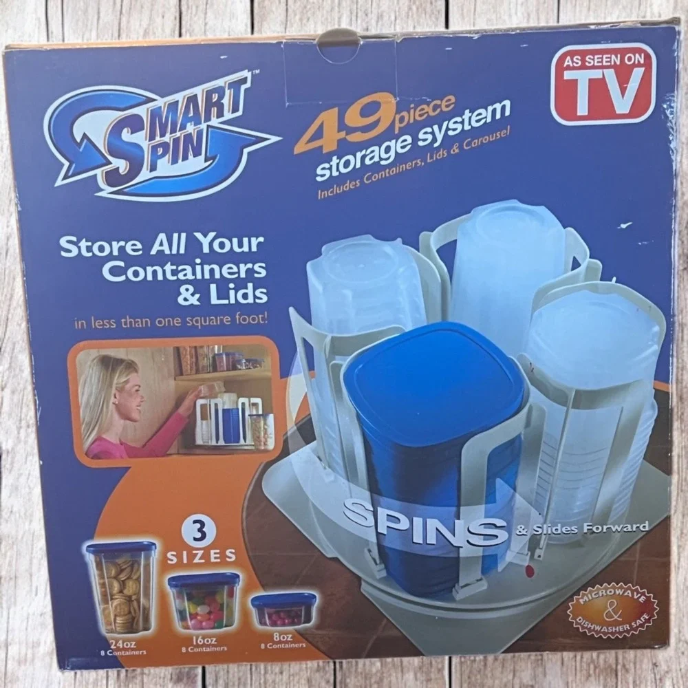 Smart Spin 49 Piece‎ Storage System Organizer Containers Lids As Seen On TV NEW